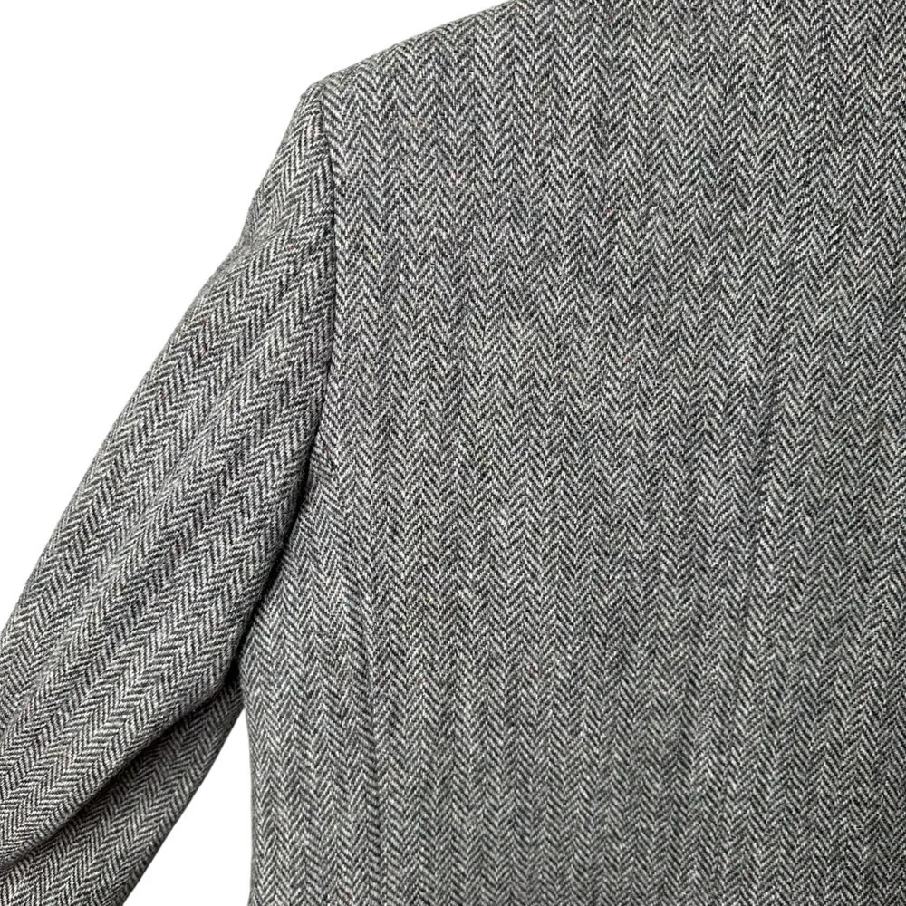 Vintage Adams Row Harris Tweed Size Large Herringbone Gray Wool Blazer